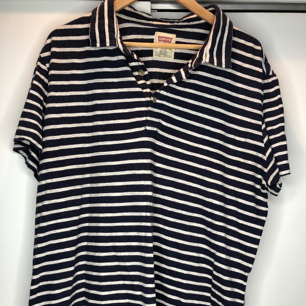 Mens Levis Stripped Polo shirt 100% cotton SZ XL